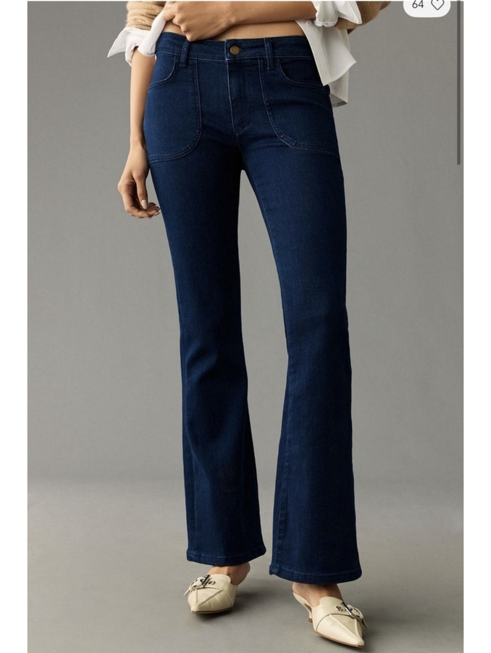 Pilcro Icon Dark Denim Stretch low rise flare jeans dark denim 27